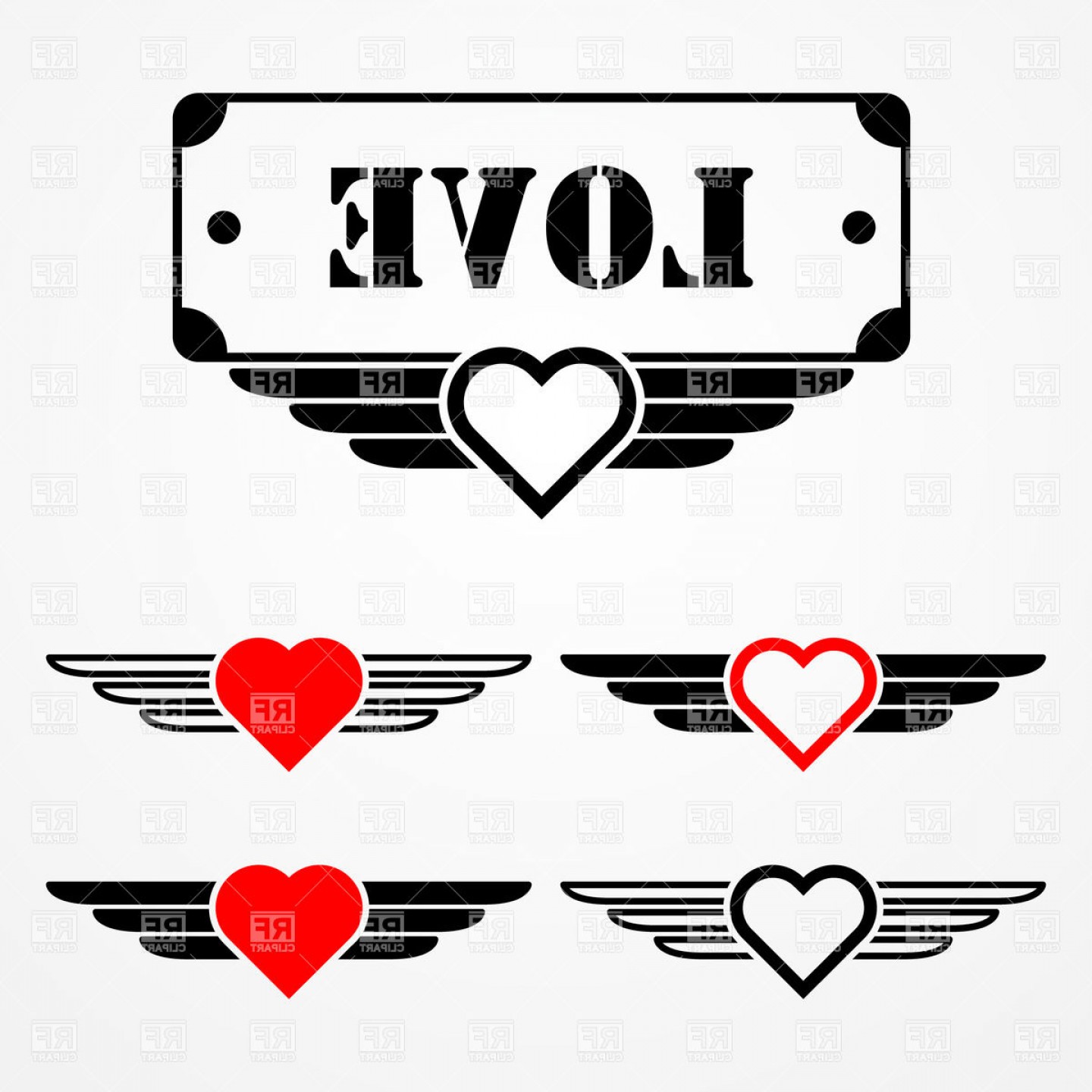 1440x1440 Military Style Love Emblems And Frame With Simple Winged Hearts