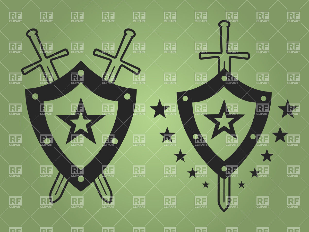 1200x900 Military Emblems With Shield And Sword Vector Image Vector