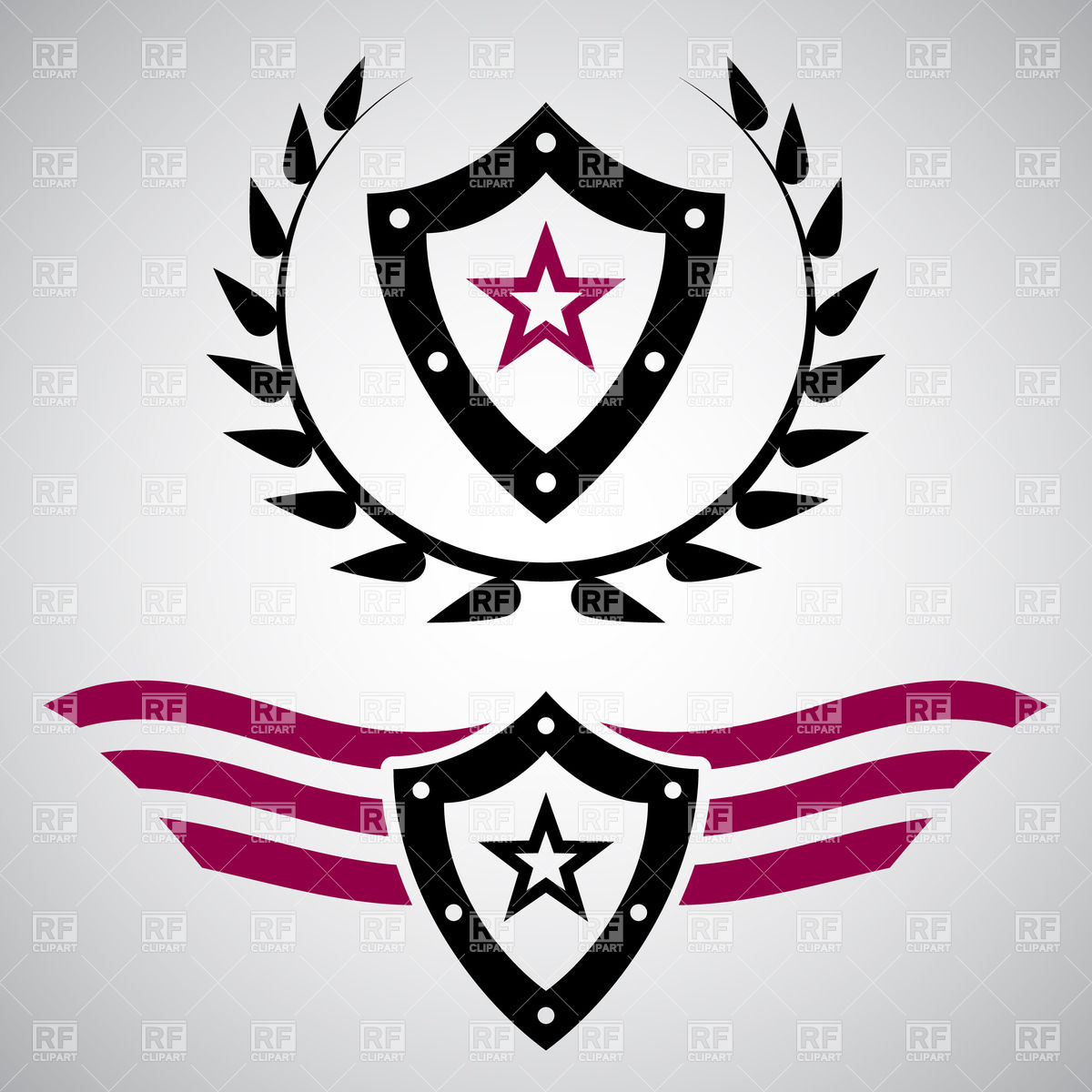 1200x1200 Military Style Emblems With Shields Vector Image Vector Artwork