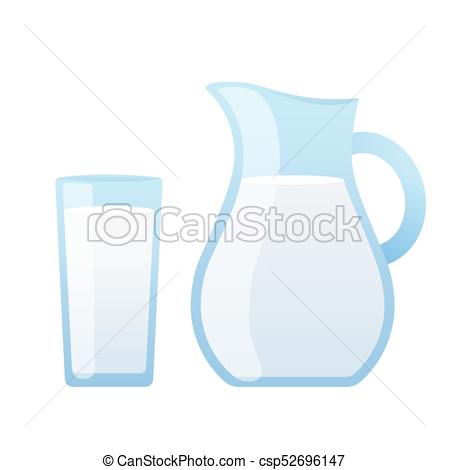 450x470 Milk Jug And Glass Of Milk Isolated On White Background. Simple