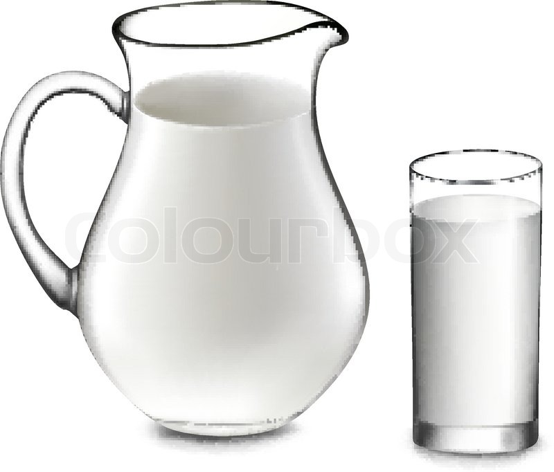 800x682 Milk Jug And Glass Of Milk. Vector Stock Vector Colourbox