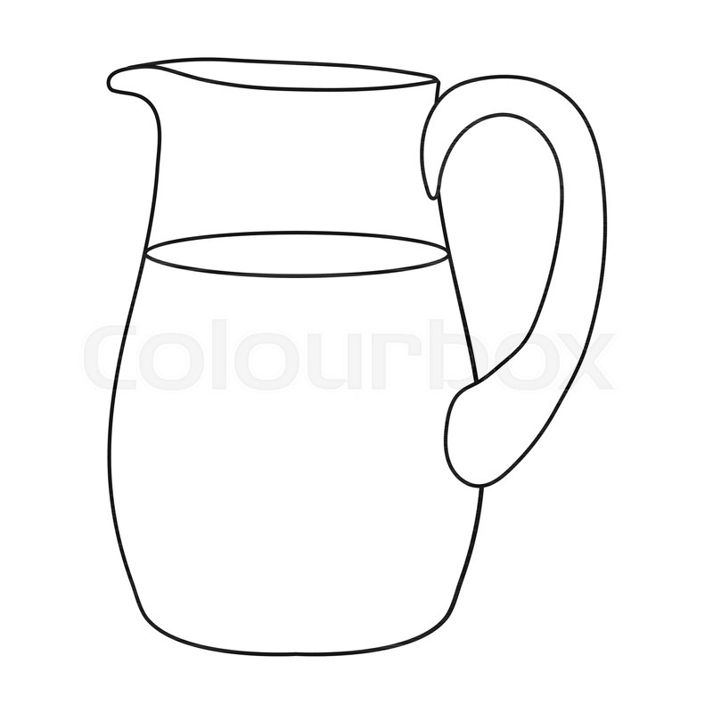 800x800 Milk Jug Icon In Outline Style Isolated On White Background. Milk