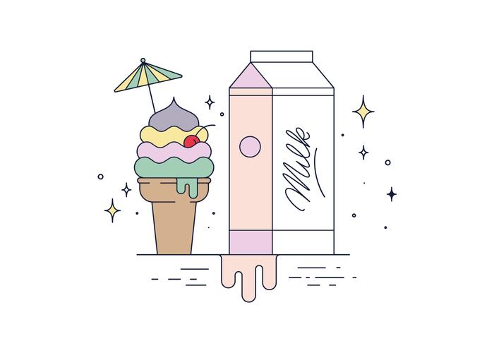700x490 Free Ice Cream And Milk Vector