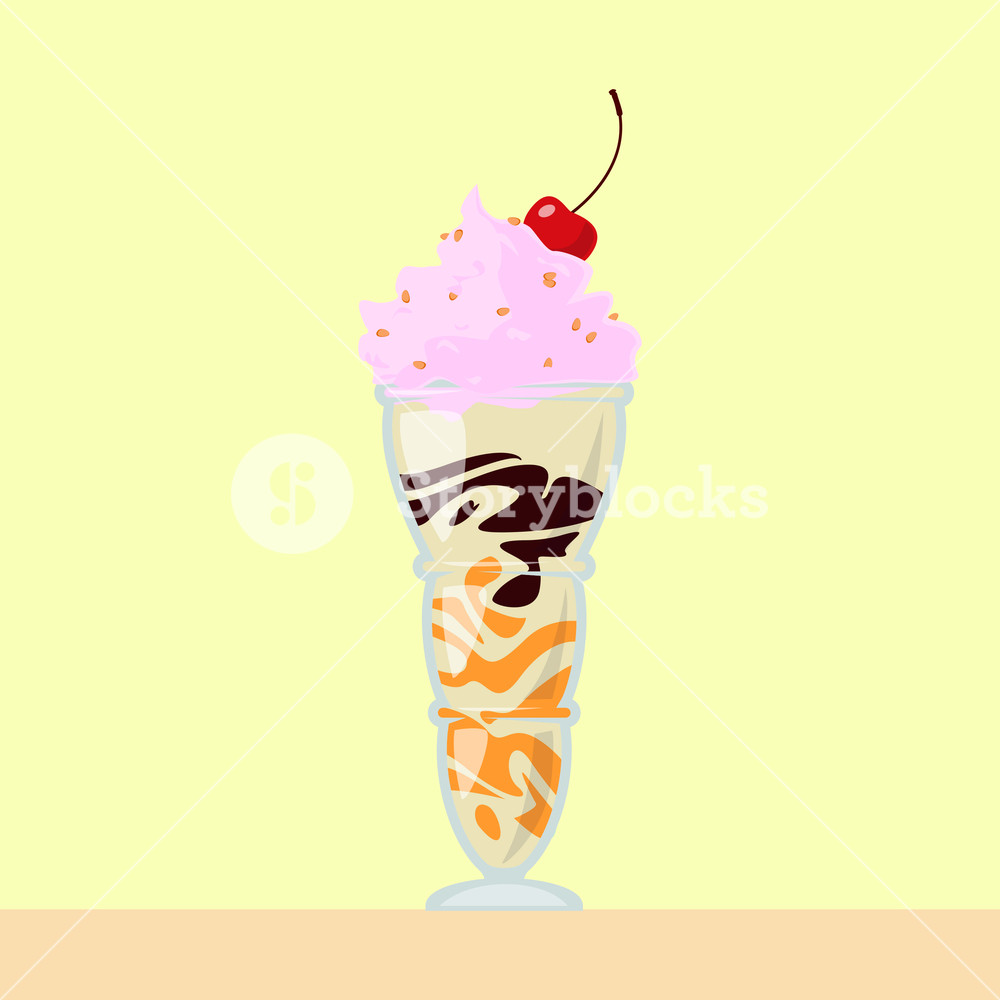1000x1000 Milkshake With Cherry. Vector Illustration. Royalty Free Stock