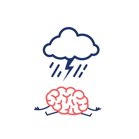 450x450 Depressed Mind. Vector Concept Illustration Of Sad Brain With