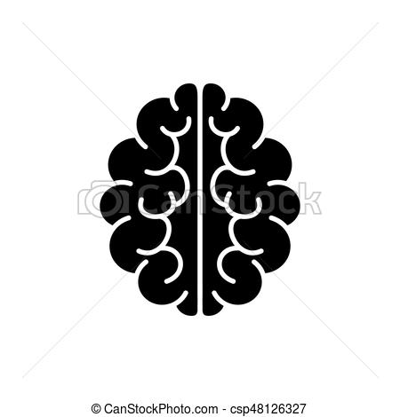 450x470 Brain Icon. Mind Vector Symbol. Line Art Design.