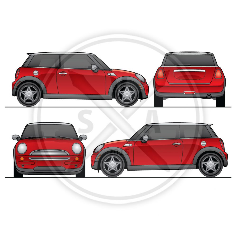 999x999 Mini Cooper Wrap Design Template