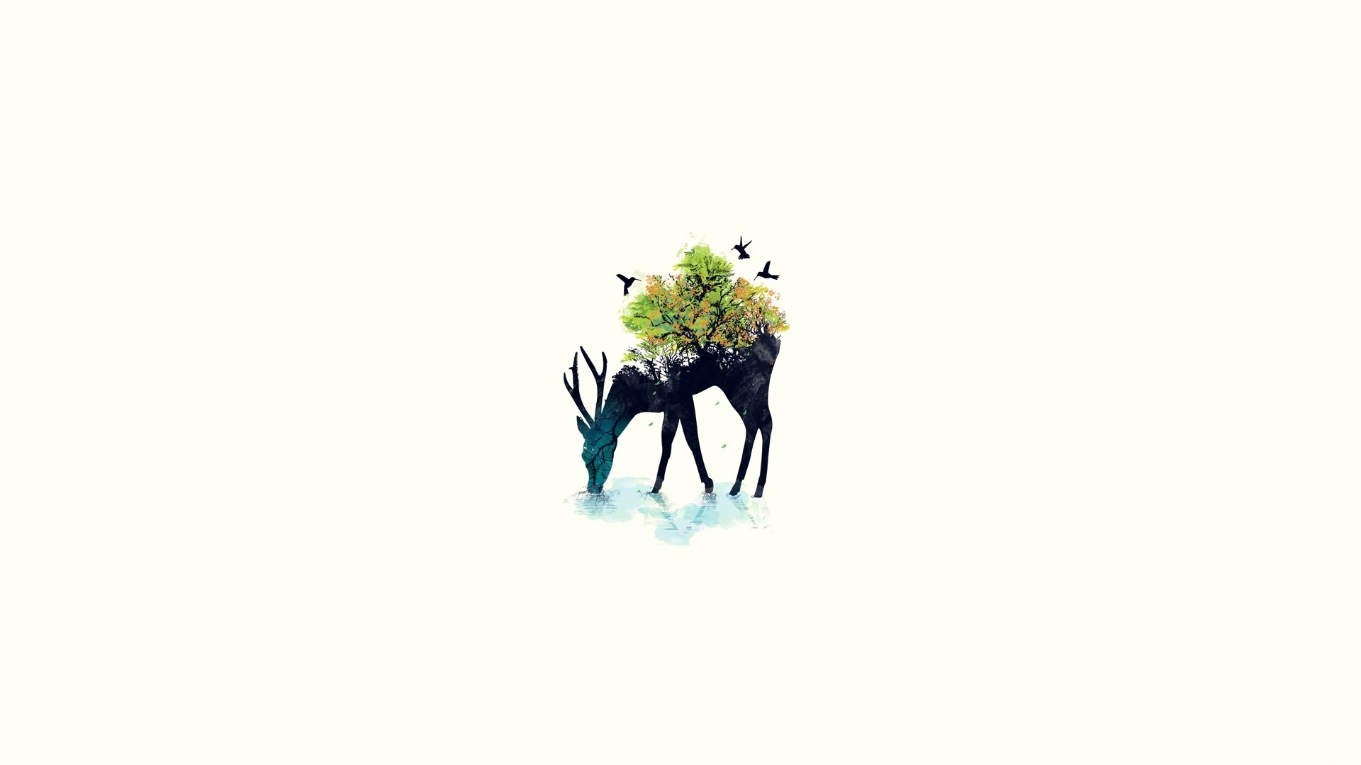 1920x1080 Download Wallpaper 1920x1080 Deer, Minimalism, Vector, Background