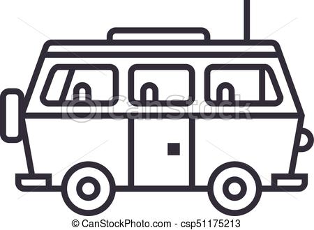 450x330 Minivan Travel,family Car Vector Line Icon, Sign, Illustration On