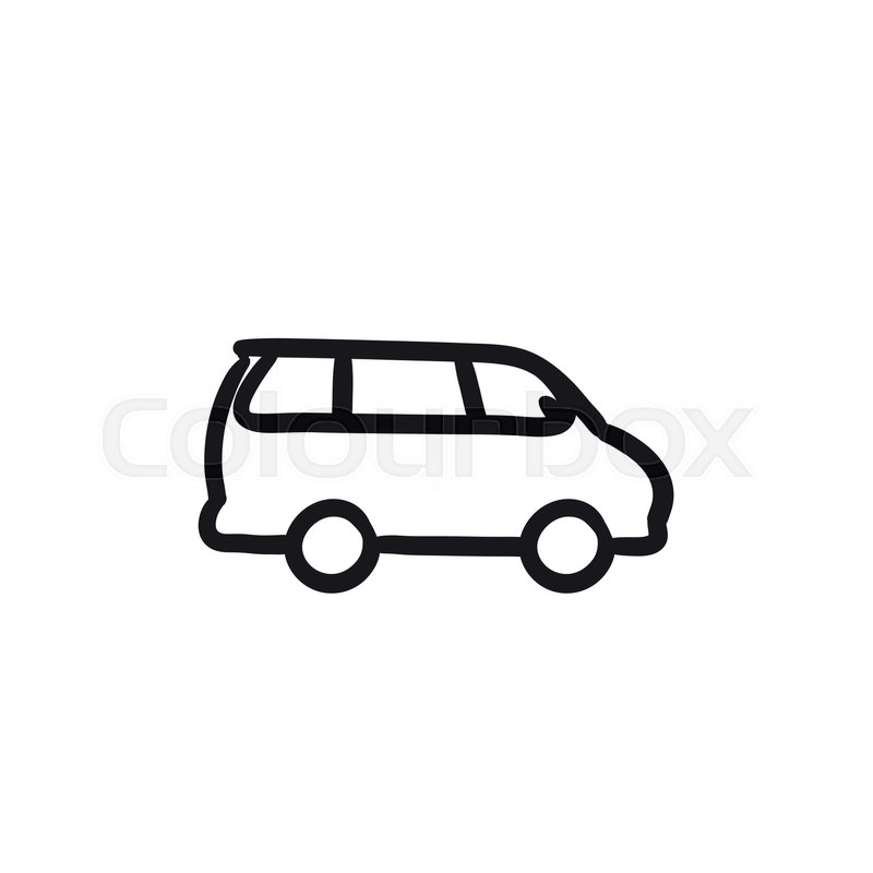 800x800 Minivan Vector Sketch Icon Isolated On Background. Hand Drawn