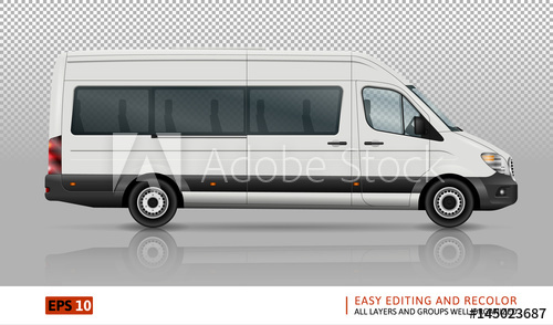 500x294 Minivan Vector Template On Transparent Background. Isolated City