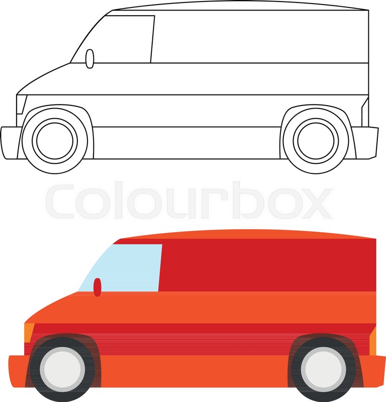 768x800 Red Minivan Vector Illustration Flat Style Profile Side Stock