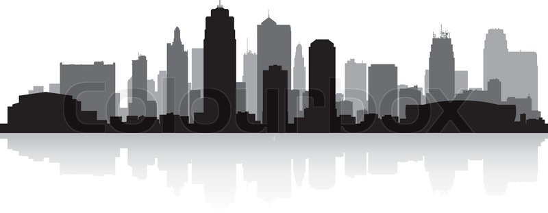 800x311 Kansas City Usa Skyline Silhouette Vector Illustration Stock