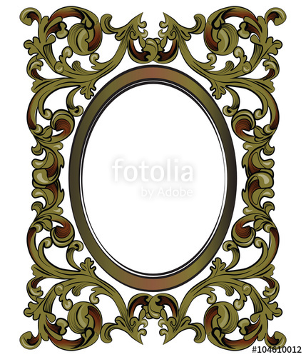 429x500 Bronze Decor Mirror Frame With Classic Royal Ornaments. Vector
