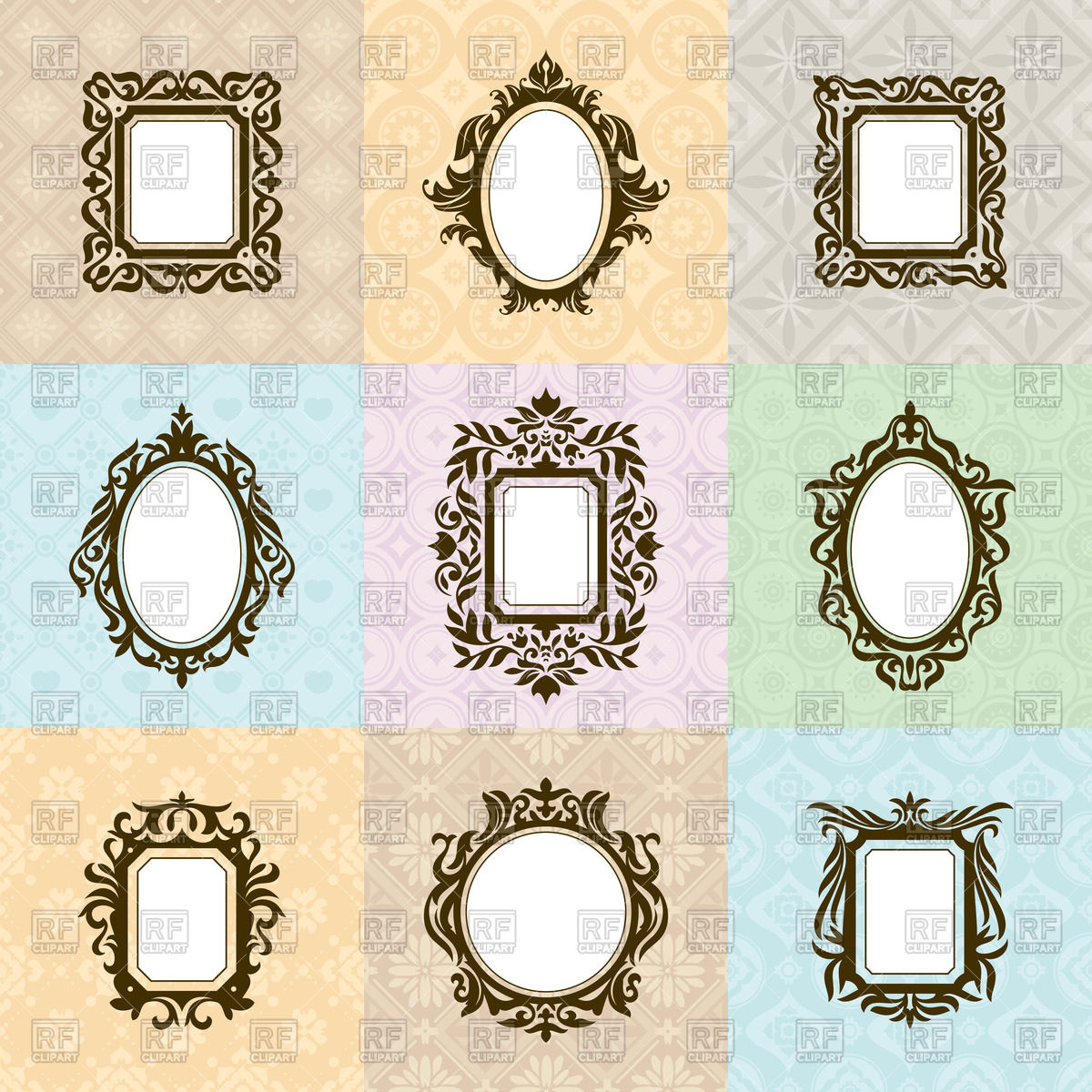 1200x1200 Set Of Vintage Mirror Frames Vector Image Vector Artwork Of