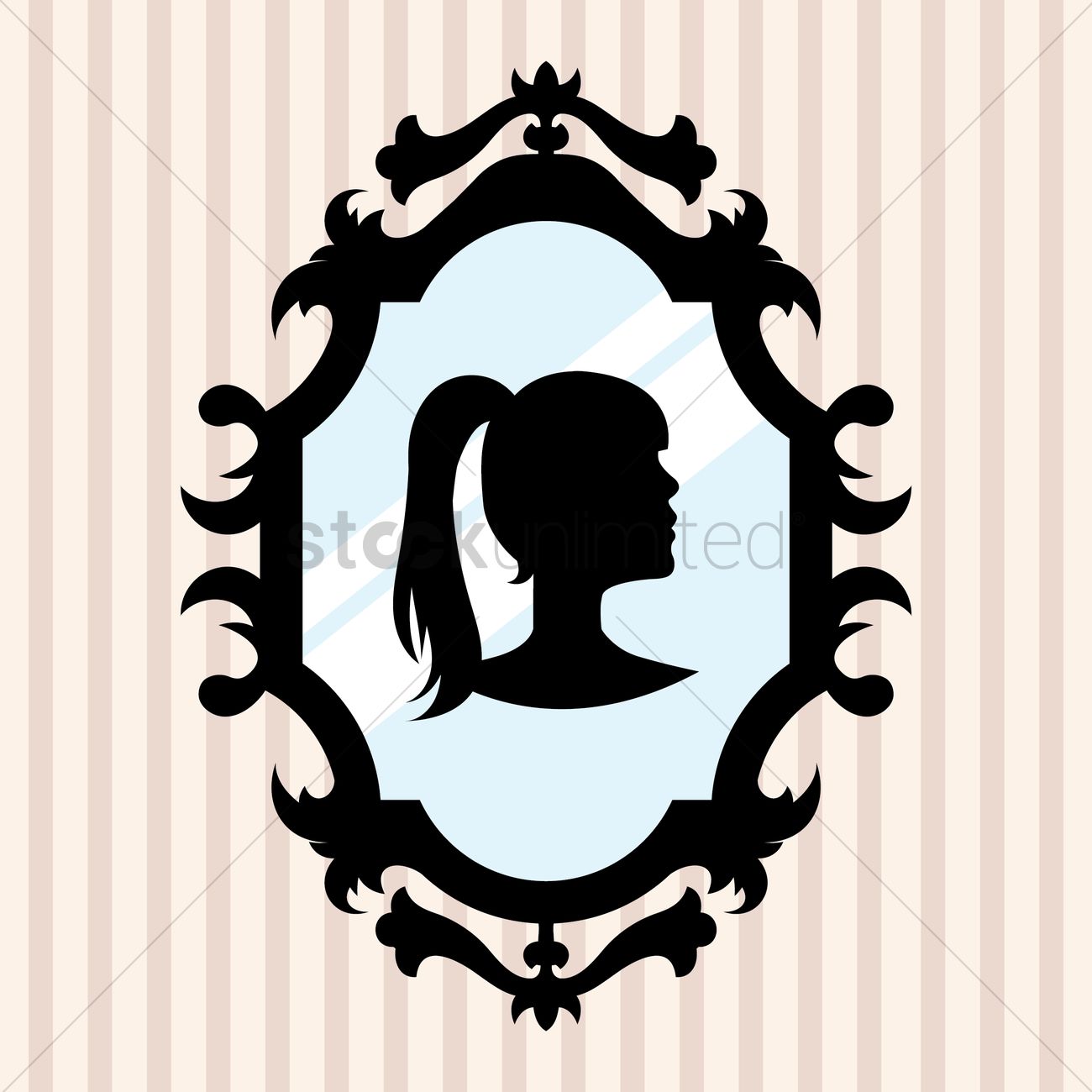 1300x1300 Silhouette In Mirror Frame Vector Image