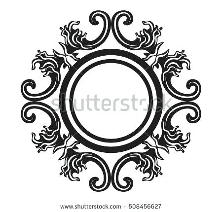 450x430 Vintage Round Mirror Frame Vector Illustration Mirrors For Sale Uk