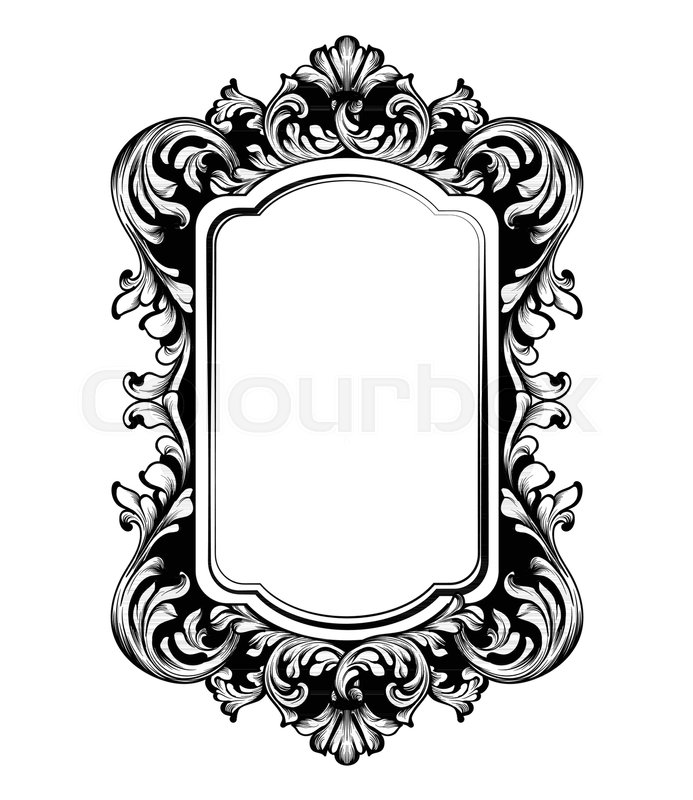 693x800 Vintage Luxury Mirror Frame Vector. Baroque Intricate Ornament
