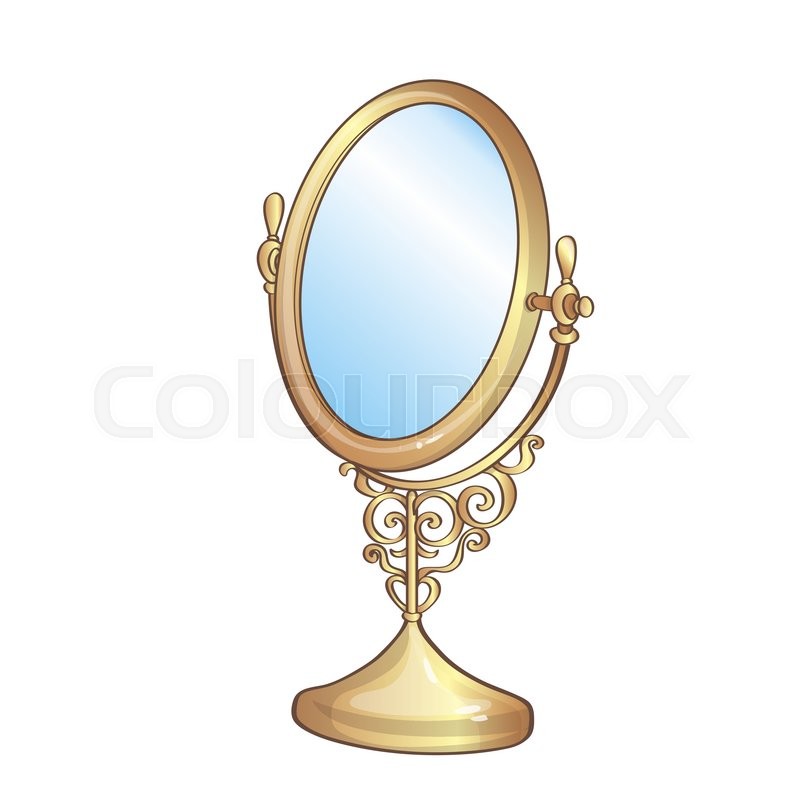 800x800 Vector Illustration Of Vintage Golden Mirror Stock Vector