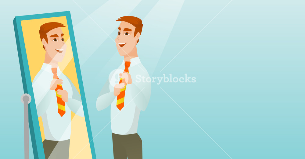 1000x523 Caucasian Businessman Adjusting Tie In Front Of The Mirror