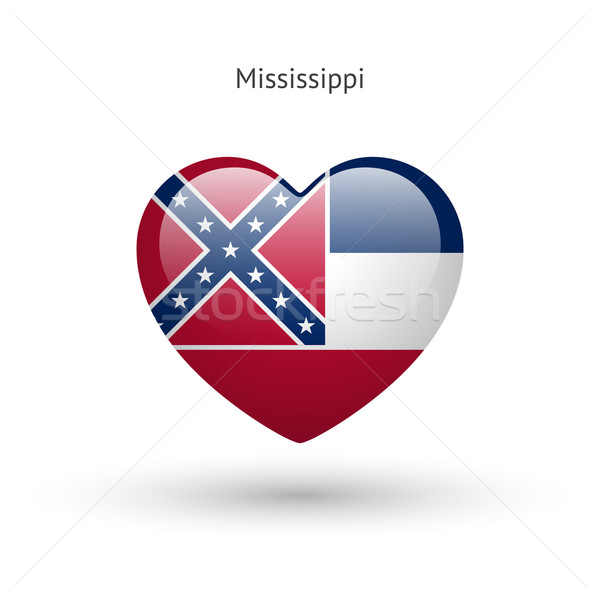 600x600 Love Mississippi State Symbol. Heart Flag Icon. Vector