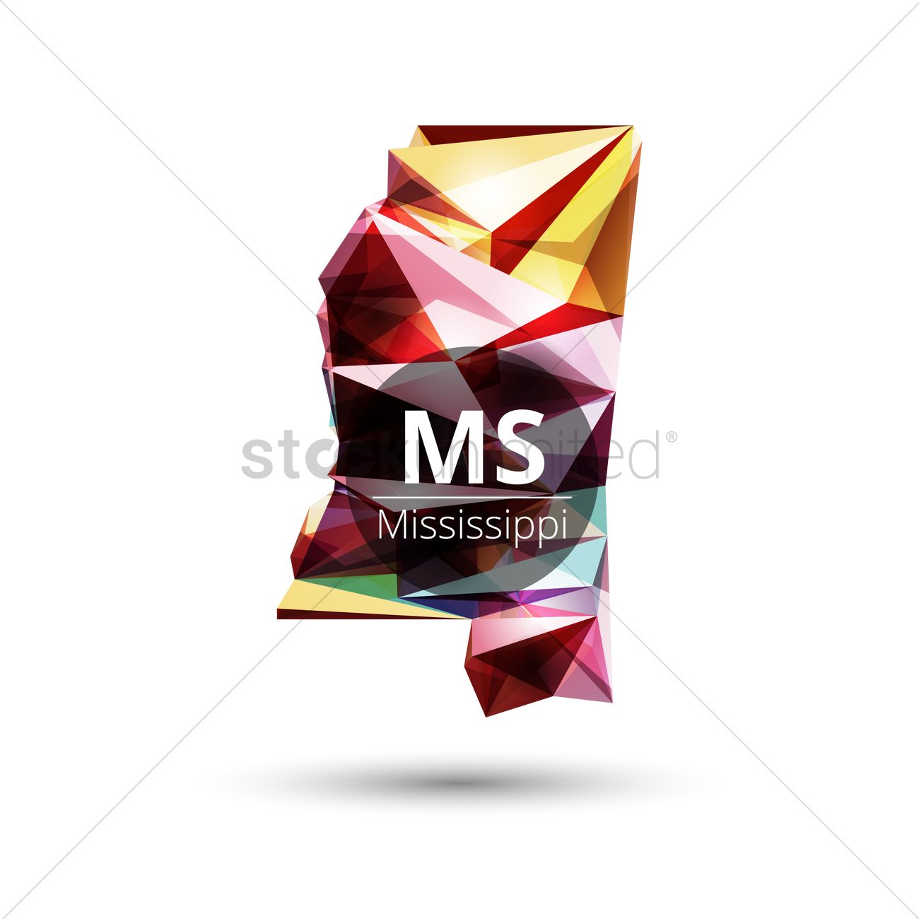 1300x1300 Low Poly Map Of Mississippi State Vector Image