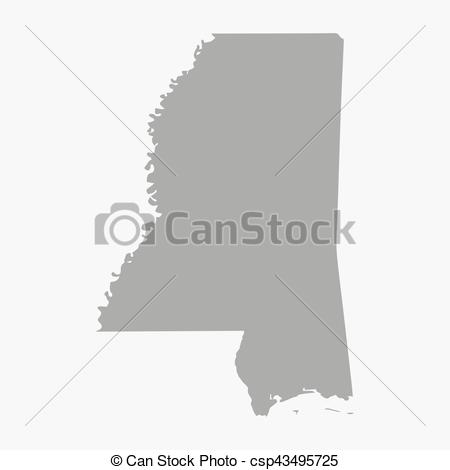 450x470 Map Of Mississippi State In Gray On A White Background. Map Of