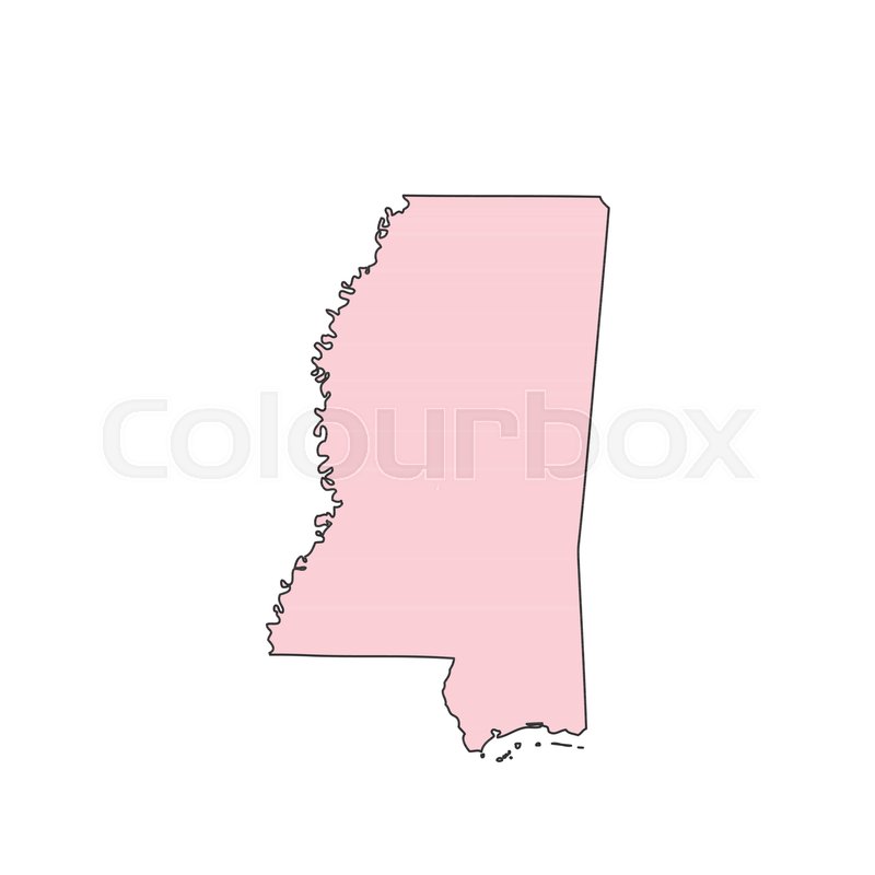 800x800 Mississippi Map Isolated On White Background Silhouette