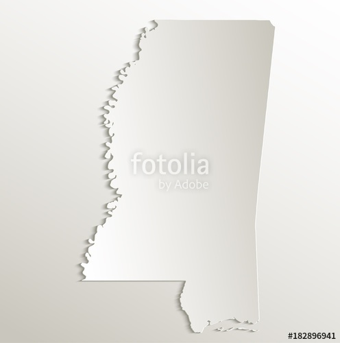 496x500 Mississippi Map Card Paper 3d Natural Vector Stock Image And