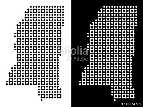 500x376 Vector Rhombus Pixel Mississippi State Map. Abstract Geographical