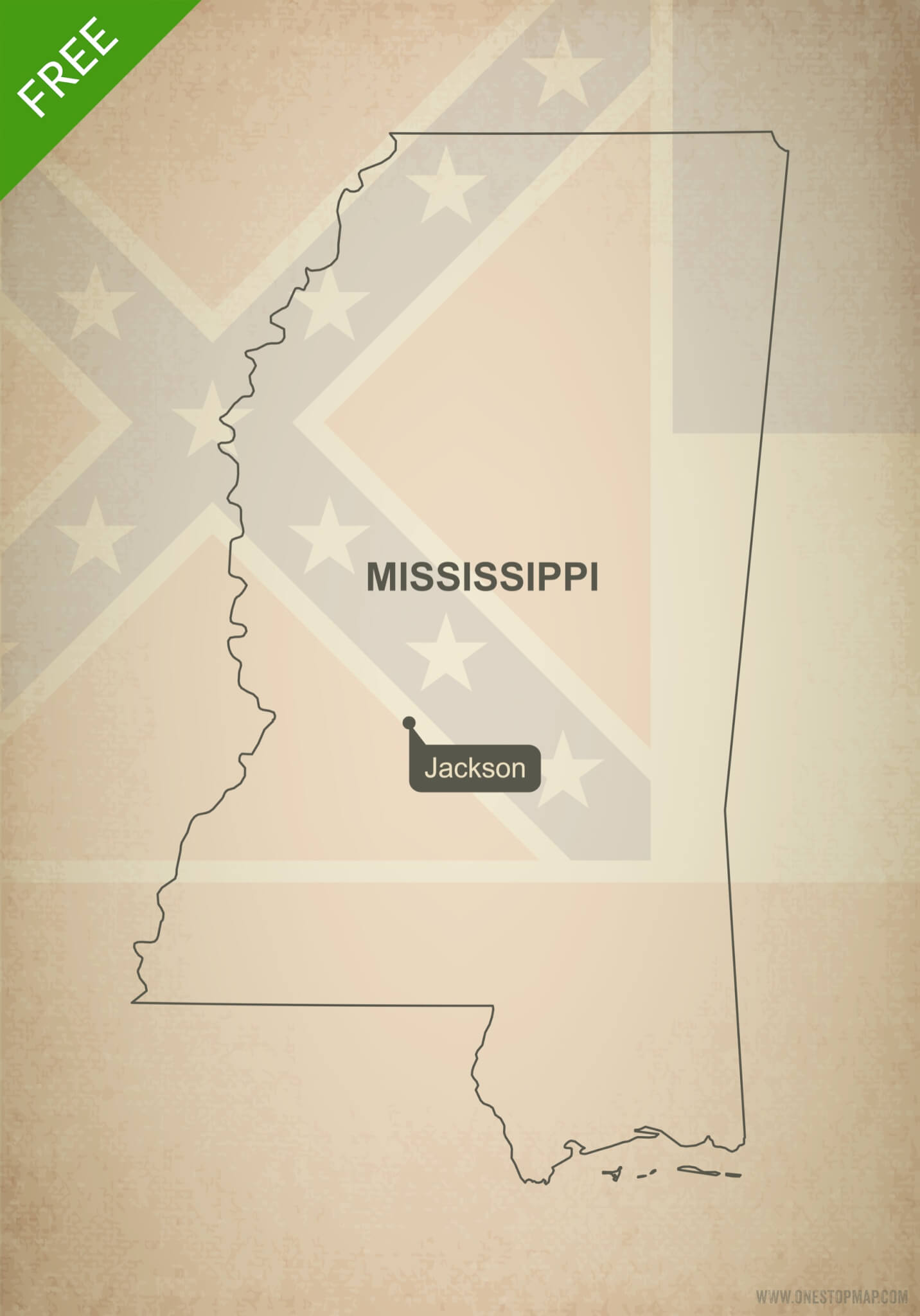 1432x2048 Free Vector Map Of Mississippi Outline One Stop Map