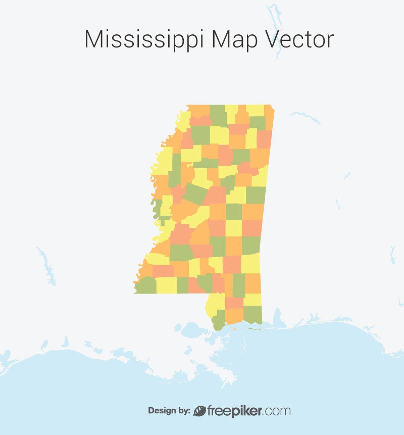 800x861 Freepiker Mississippi Map Colorful Vector Design