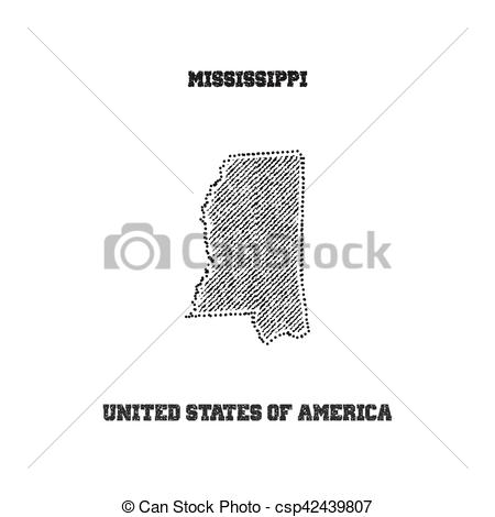 450x470 Label With Map Of Mississippi. Vector Illustration.