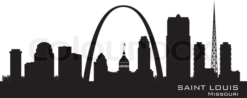 800x317 Saint Louis Missouri City Skyline Vector Silhouette Stock Vector