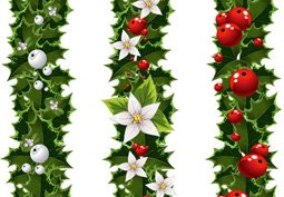 255x177 Free Green Christmas Garlands Of Holly And Mistletoe Clipart And