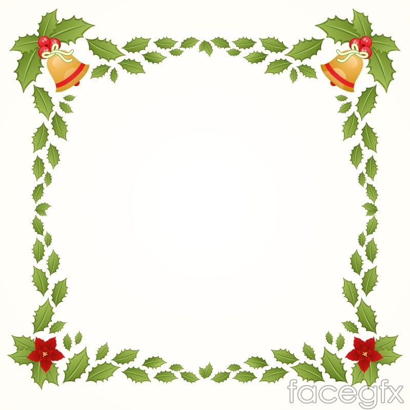 800x800 Christmas Border Bells And Mistletoe Vector Christmas