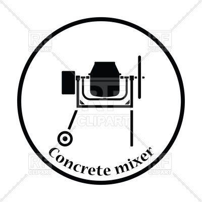 400x400 Thin Circle Design Icon Of Concrete Mixer Vector Image Vector