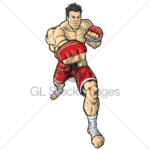 500x500 Mma Fighter Throwing Punch Gl Stock Images