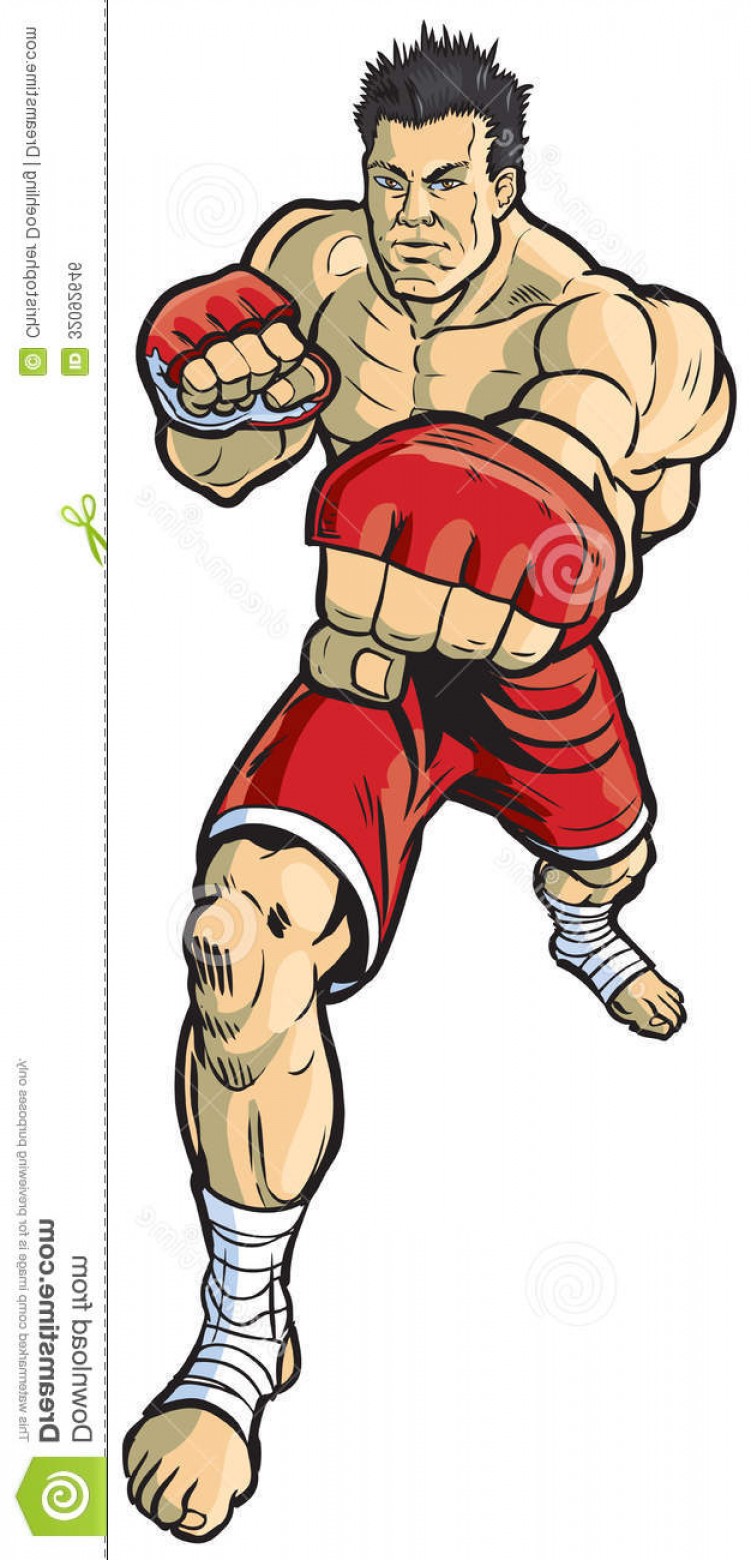 751x1560 Royalty Free Stock Image Mma Fighter Throwing Punch Vector Cartoon