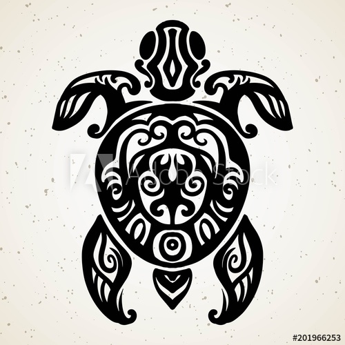 500x500 Tribal Tattoo With Decorative Sea Turtle With Ethnic Pattern