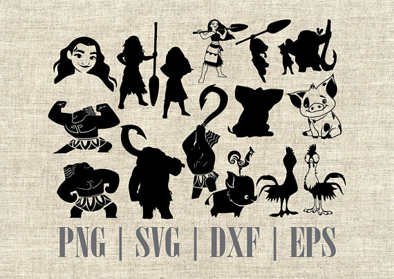 570x403 Disney Moana Silhouette Svg Cut File, Digital Clipart, Editable