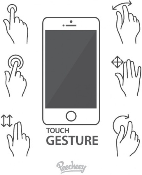 487x600 Hand Gestures For Mobile Devices Free Vector In Adobe Illustrator