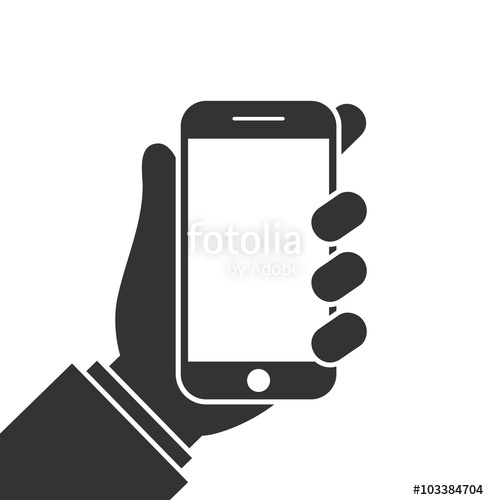 489x500 Mobile Phone In Hand Icon. Hand Holding Smartphone. Flat Design