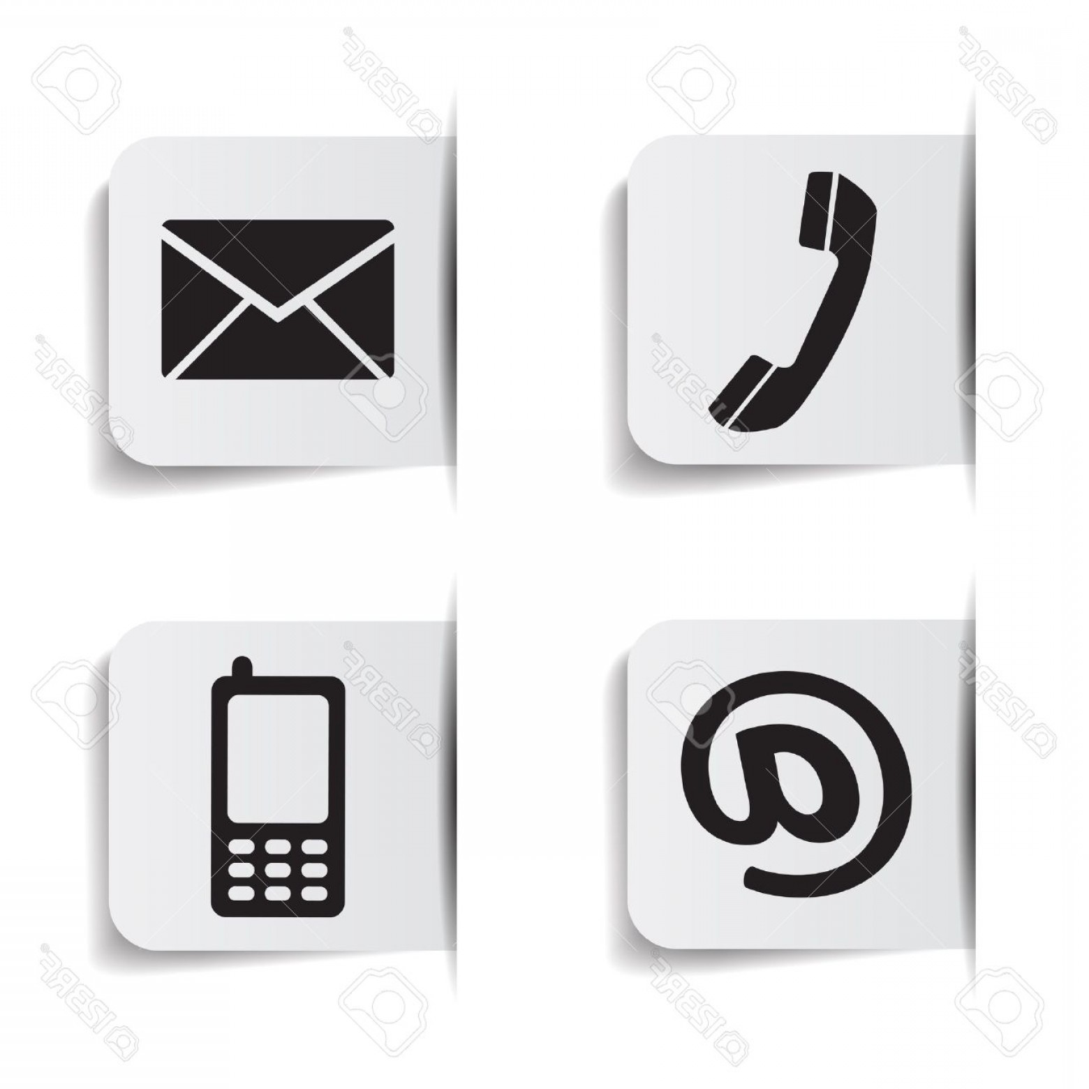 1560x1560 Photostock Vector Web Contact Us Black Icons With Telephone Email