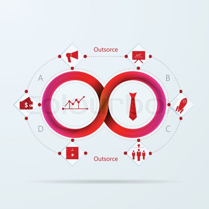 800x800 Red Infinity Sign With Outsource Silhouette Signs Around. Vector