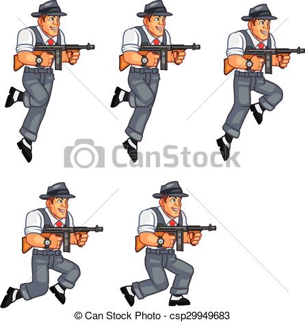 446x470 Mobster Animation Sprite. Vector Illustration Of Male Retro