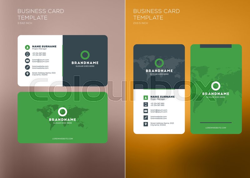 800x571 Corporate Business Card Print Template. Personal Visiting Card