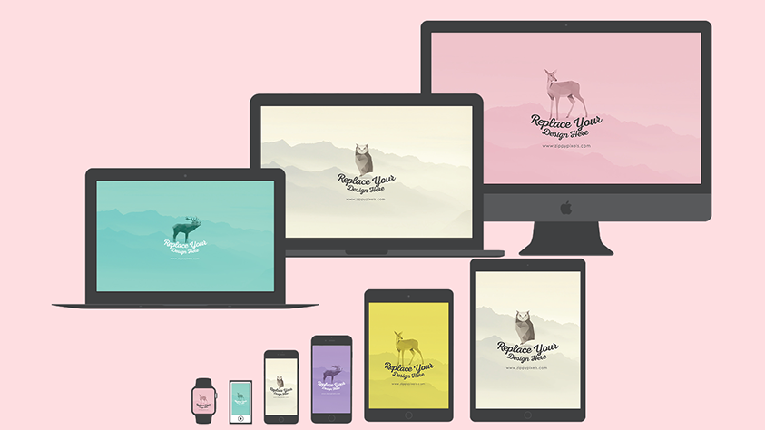 843x474 Free Mockup Flat Vector Apple Device