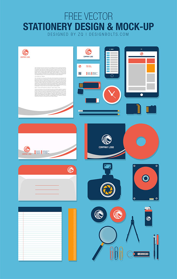 600x945 Free Flat Vector Stationery Design Amp Mock Up
