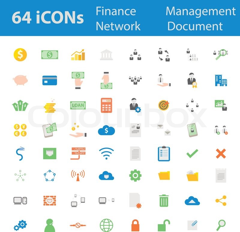800x773 64 Quality Design Modern Vector Illustration Icons Set. As Finance